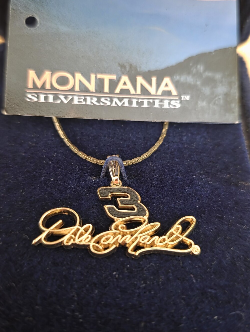 Vintage Montana Silversmiths Dale Earnhardt Sr. #3 Signature Pendant Necklace